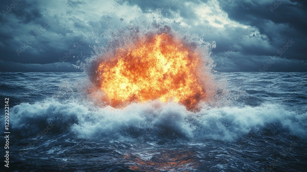 Fototapeta premium Fiery Ocean Inferno Dramatic
