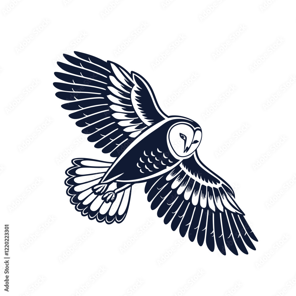 Naklejka premium barn owl silhouette image on white background.eps