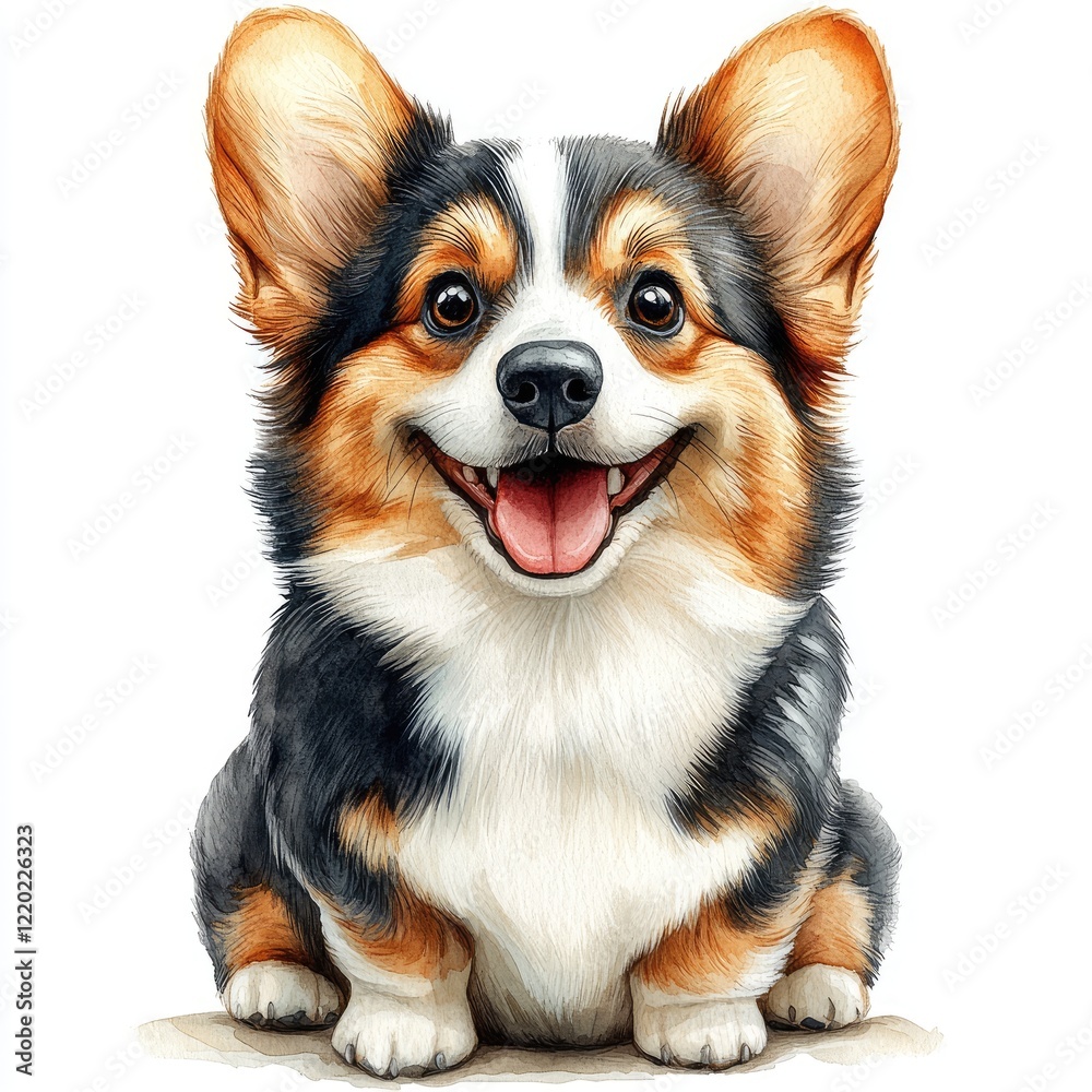 A cheerful corgi sitting happily, showcasing its fluffy coat, with a bright background enhancing its joyful expression A cheerful corgi sitting happily, showcasing its fluffy coat, with a bright background enhancing its joyful expression