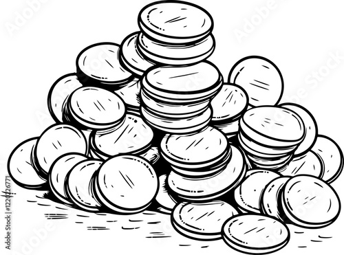 coins stack drawing sketch