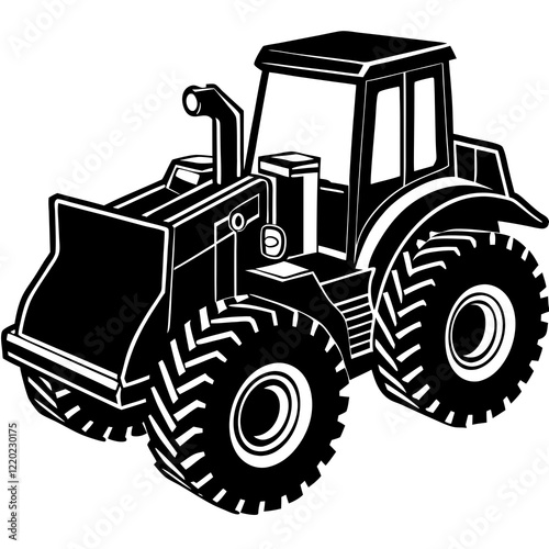 Wheel Loader silhouette white background