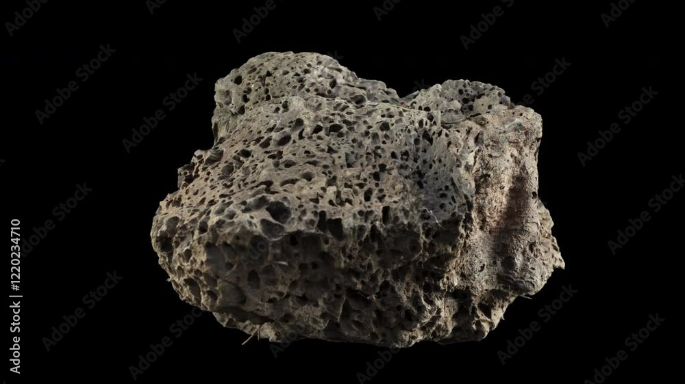 A giant ash-colored basalt rock rotates 360 degrees. This stop-motion footage has alpha values so it can be edited. A giant ash-colored basalt rock rotates 360 degrees. This stop-motion footage has alpha values so it can be edited.