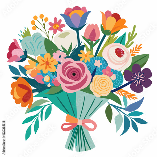 Vibrant Flower Bouquet on White Background photo