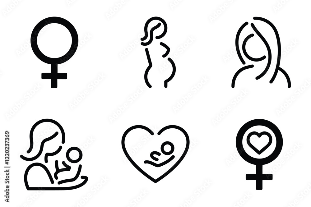 International Women’s Day Black Line Art Icons – Feminine Symbols, Motherhood, and Empowerment International Women’s Day Black Line Art Icons – Feminine Symbols, Motherhood, and Empowerment