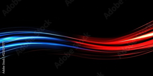 Abstract red and black background with dynamic light streaks, ideal for tech and digital designs.