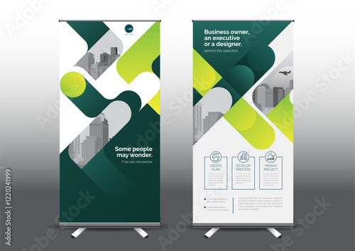 RollUp template vector illustration, Designed for style applied to the expo. Publicity banners, business model vertical.