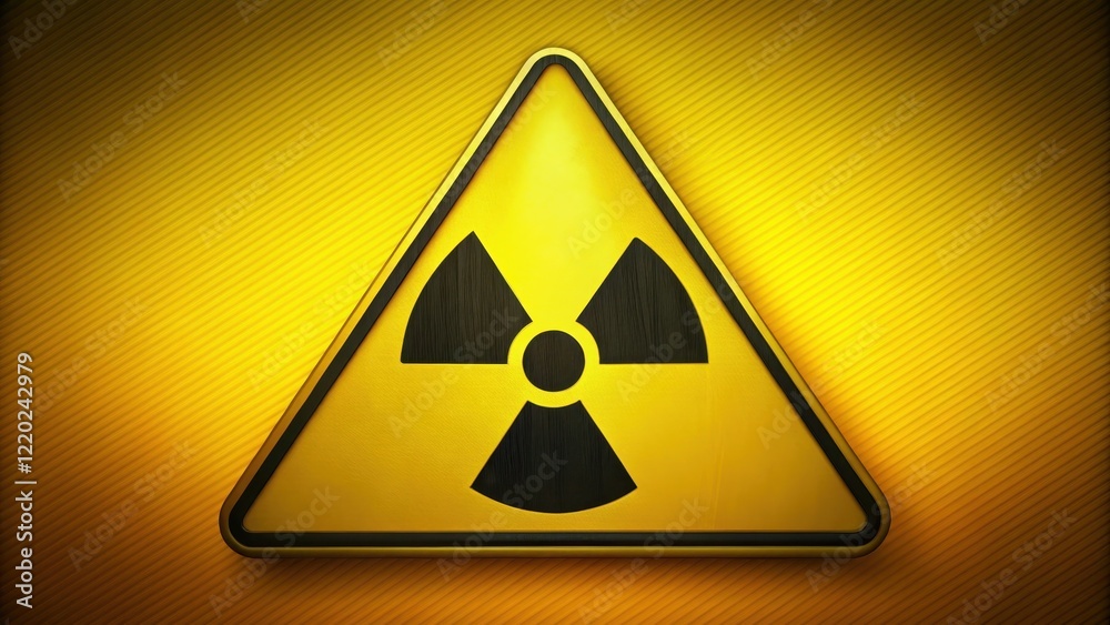 Dark radiation symbol on bright yellow background, warning sign, hazardous material Dark radiation symbol on bright yellow background, warning sign, hazardous material