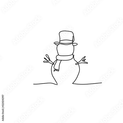 Snowman doodle line illustration