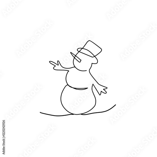 Snowman doodle line illustration