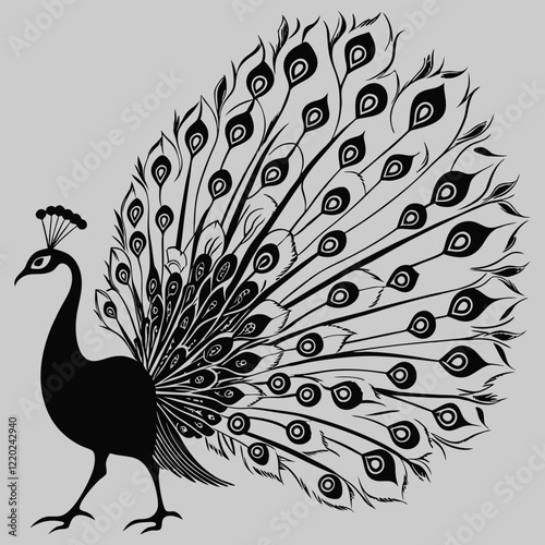 a peacock fanning its feathers