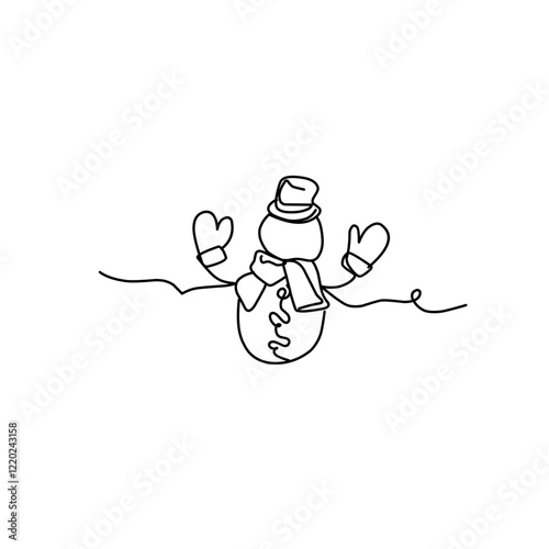 Snowman doodle line illustration