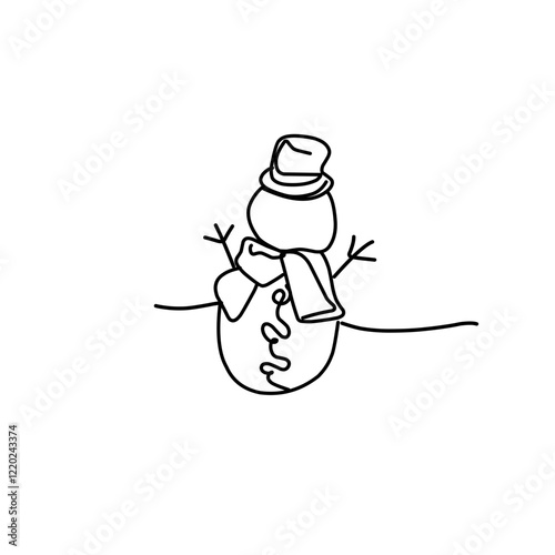 Snowman doodle line illustration
