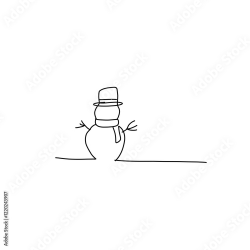 Snowman doodle line illustration