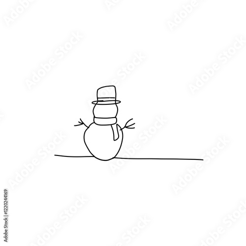 Snowman doodle line illustration