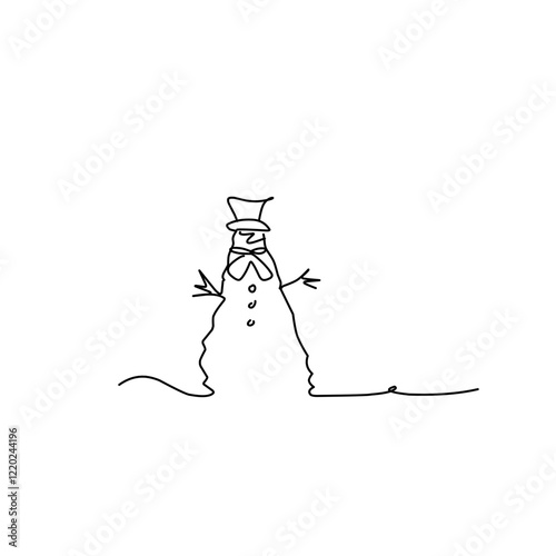 Snowman doodle line illustration