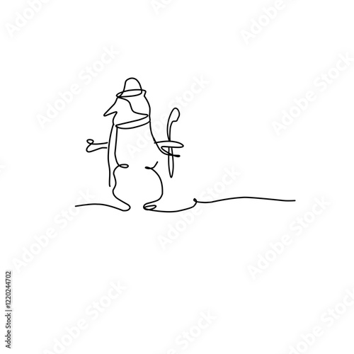 Snowman doodle line illustration