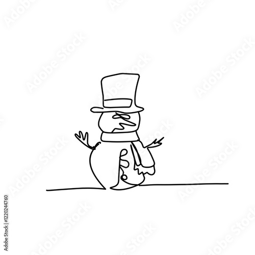 Snowman doodle line illustration