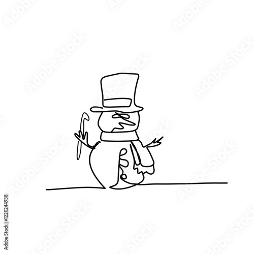 Snowman doodle line illustration