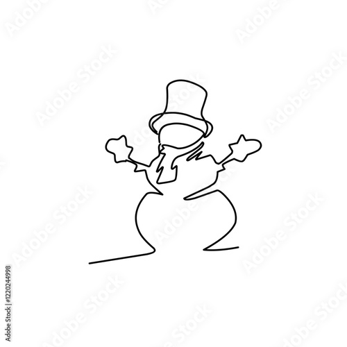 Snowman doodle line illustration