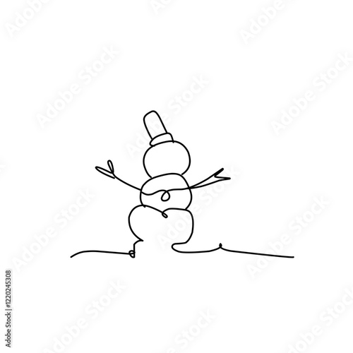 Snowman doodle line illustration