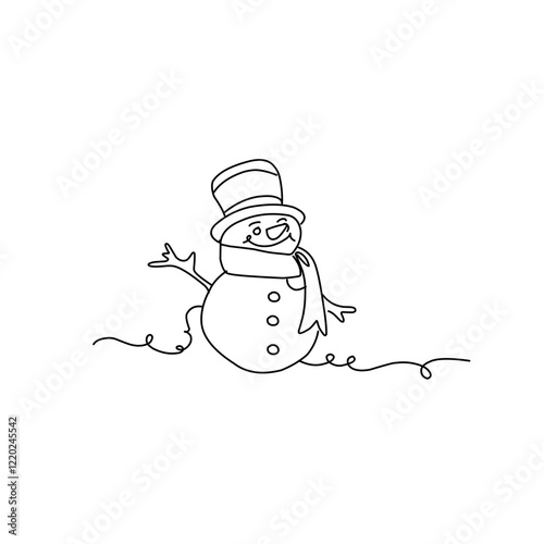 Snowman doodle line illustration