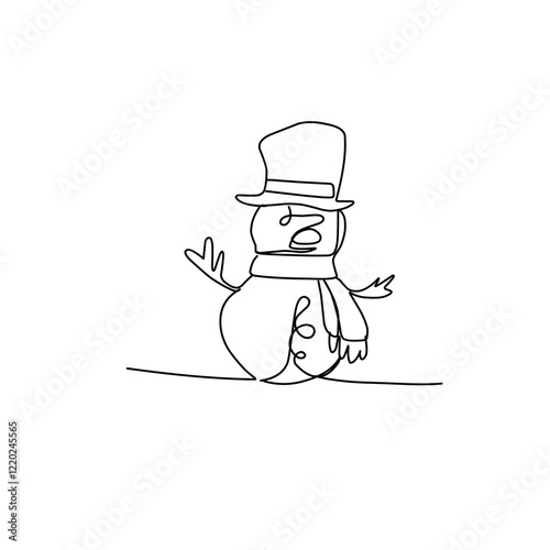 Snowman doodle line illustration