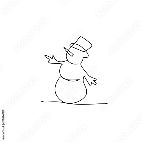 Snowman doodle line illustration