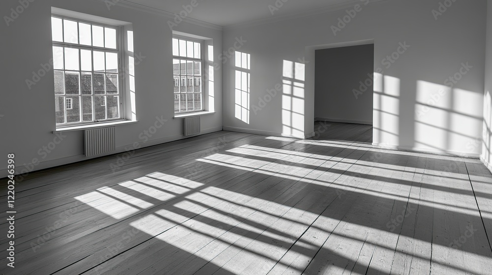 Obraz premium Minimalist composition of light and shadow patterns, window frame abstraction