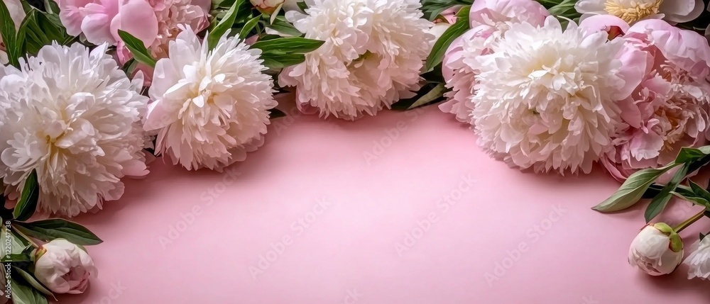 Pink White Peonies Floral Frame Wedding Invitation Mothers Day Card Design Pink White Peonies Floral Frame Wedding Invitation Mothers Day Card Design