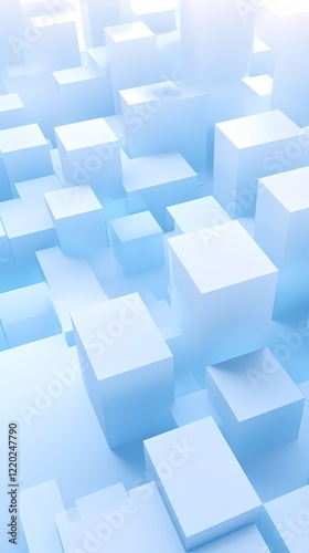 digital technology blue and white luminous 3d square poster background