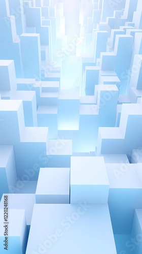 Fototapeta Naklejka Na Ścianę i Meble -  digital technology blue and white luminous 3d square poster background