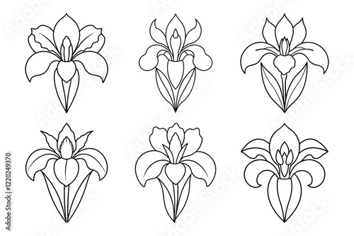 iris line icon set isolated in white and black colors. iris outline vector icon from nature collection