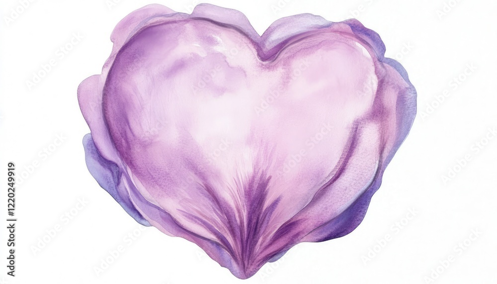 Abstract heart-shaped watercolor illustration with soft purple hues, ideal for romantic themes and designs Abstract heart-shaped watercolor illustration with soft purple hues, ideal for romantic themes and designs