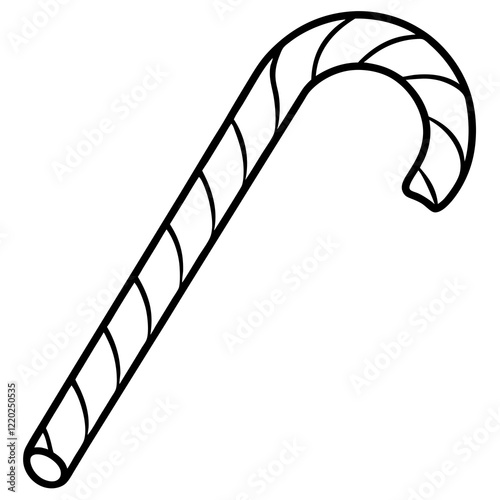 Holiday Candy Cane Line Art Vector Illustration
