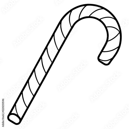 Holiday Candy Cane Line Art Vector Illustration