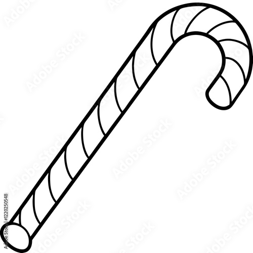 Holiday Candy Cane Line Art Vector Illustration
