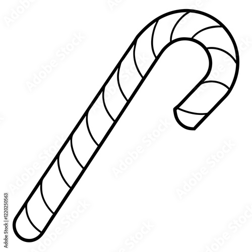 Holiday Candy Cane Line Art Vector Illustration