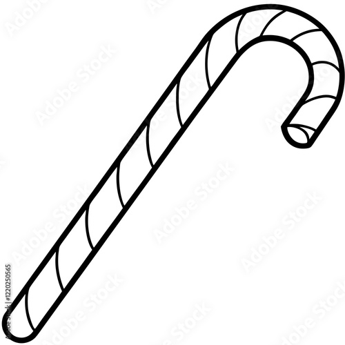 Holiday Candy Cane Line Art Vector Illustration