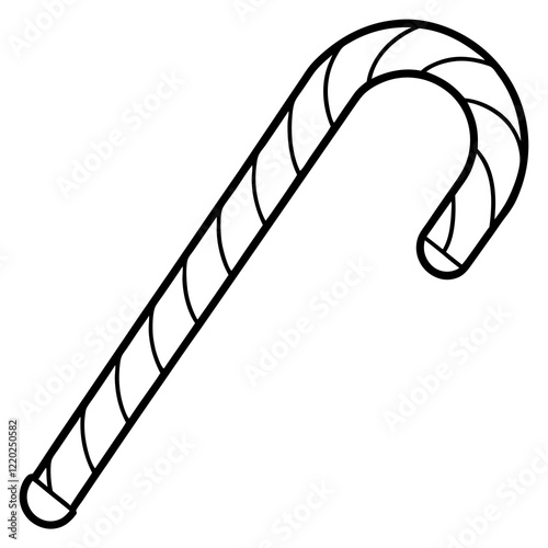 Holiday Candy Cane Line Art Vector Illustration