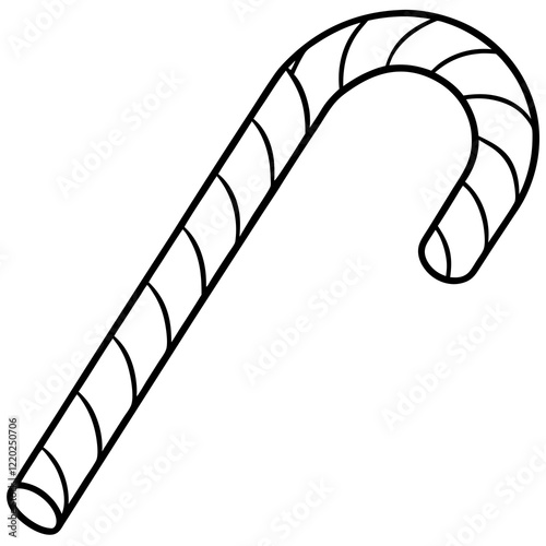 Holiday Candy Cane Line Art Vector Illustration