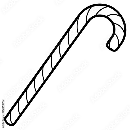 Holiday Candy Cane Line Art Vector Illustration