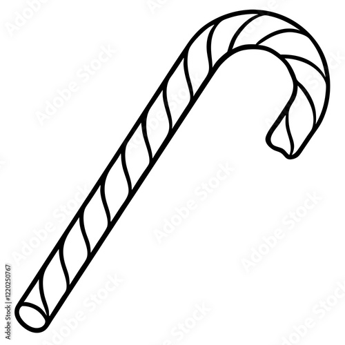 Holiday Candy Cane Line Art Vector Illustration