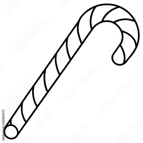 Holiday Candy Cane Line Art Vector Illustration