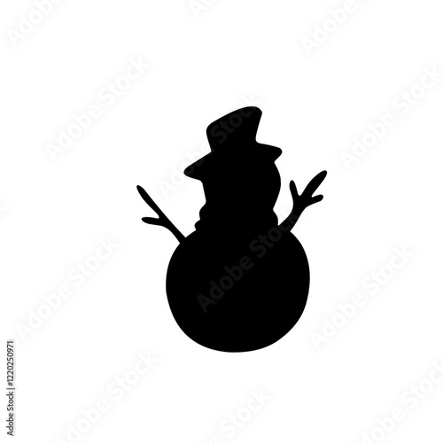 silhouette snowman icon vector photo