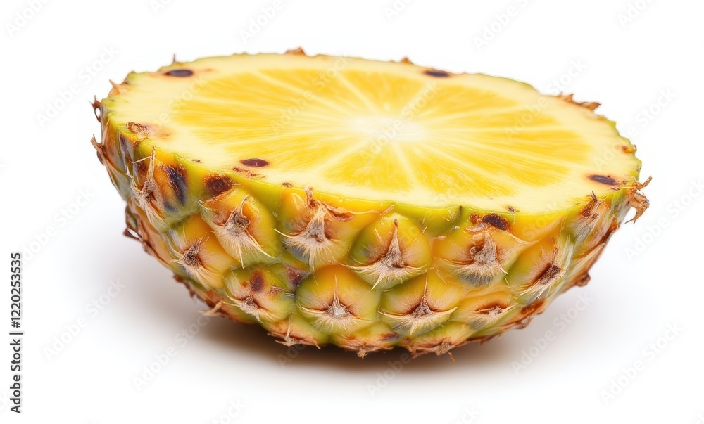 Freshly cut pineapple half on white background Freshly cut pineapple half on white background