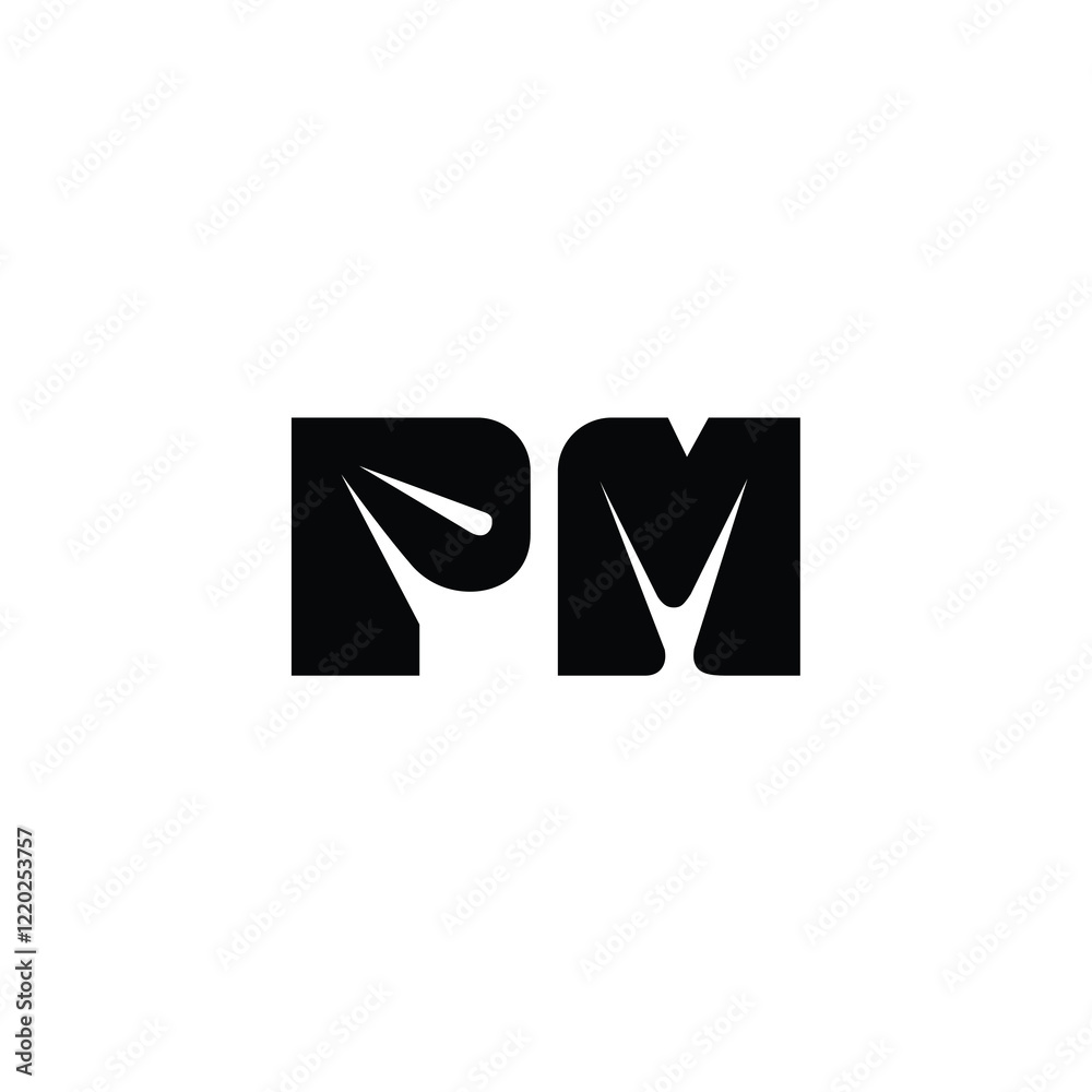 Fototapeta premium PM monogram logo design letter text name symbol monochrome logotype alphabet character simple logo
