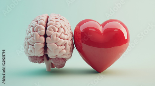 3D Brain and Heart for Mental health awareness care ,Cute