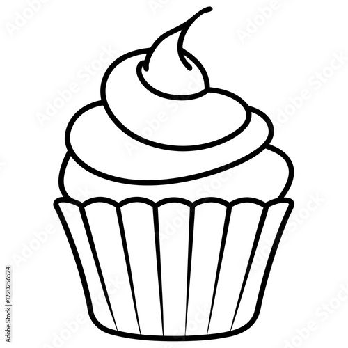 Modern Cupcake Line Art Vector Aesthetic