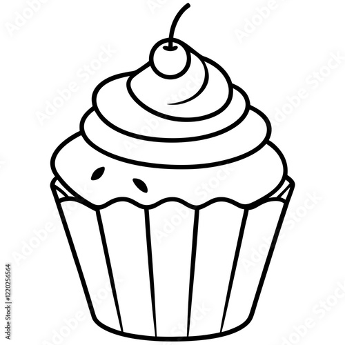 Modern Cupcake Line Art Vector Aesthetic