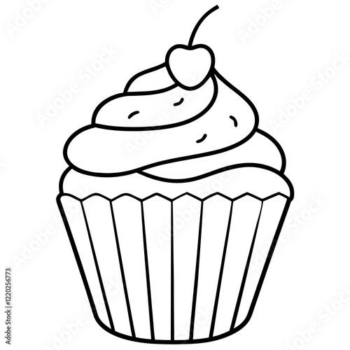 Modern Cupcake Line Art Vector Aesthetic